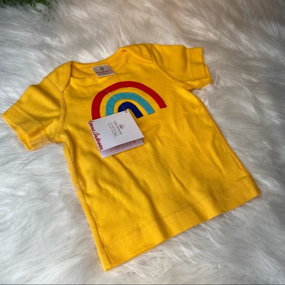 Hanna Andersson Yellow Rainbow Applique Pullover T-Shirt NWT Size 6-12M - Picture 3 of 5